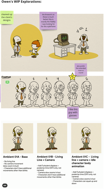 preproduction concept art for characters